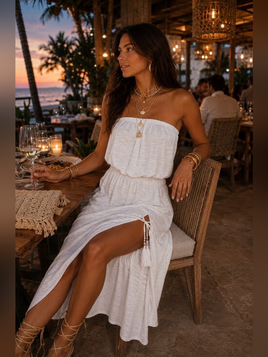 BECCA Other - New No Tag BECCA by Rebecca Virtue Strapless White Beach Cover-Up Dress